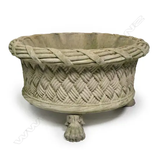 A classical Tudor style fine concrete wide low planter,