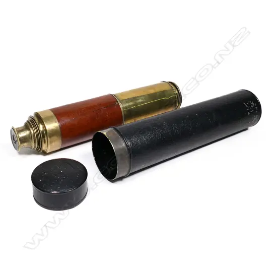 A late 19thC brass three draw telescope,