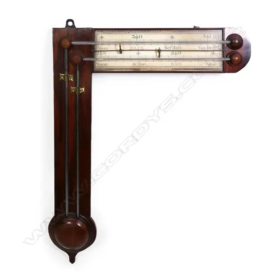 A rare Charles Howorth Geo. IV mahogany angle (signpost) barometer,