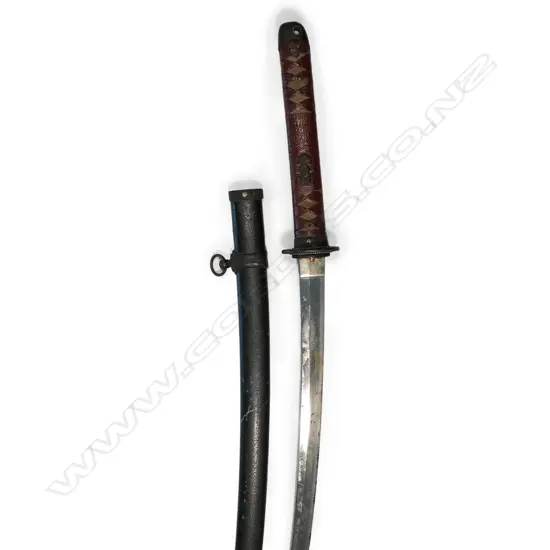 A Japanese WWII katana sword in scabbard,