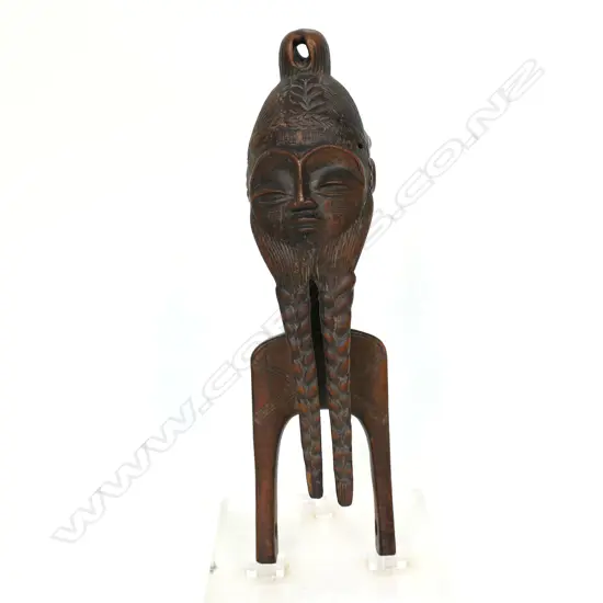 An African carved wood heddle pulley, Baule people, Ivory Coast,