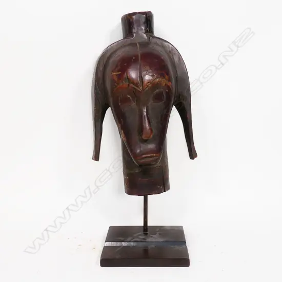 An African Gabon Fang tribe carved wood reliquary head,