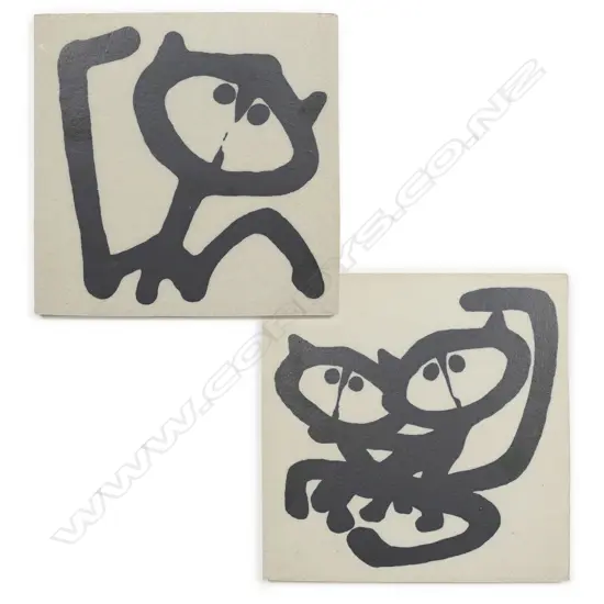 Two Ted Dutch 'Alicat' tiles,