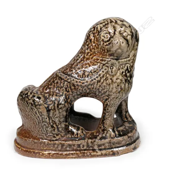 Unmarked Hobsonville Pottery salt glaze dog doorstop,