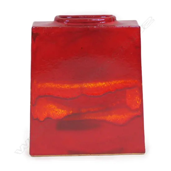 Keith Blight vibrant red slab form vase,