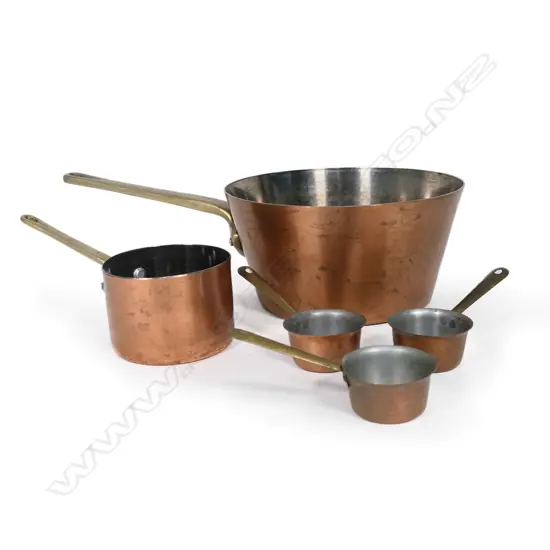 Two French St. Clair copper pans,