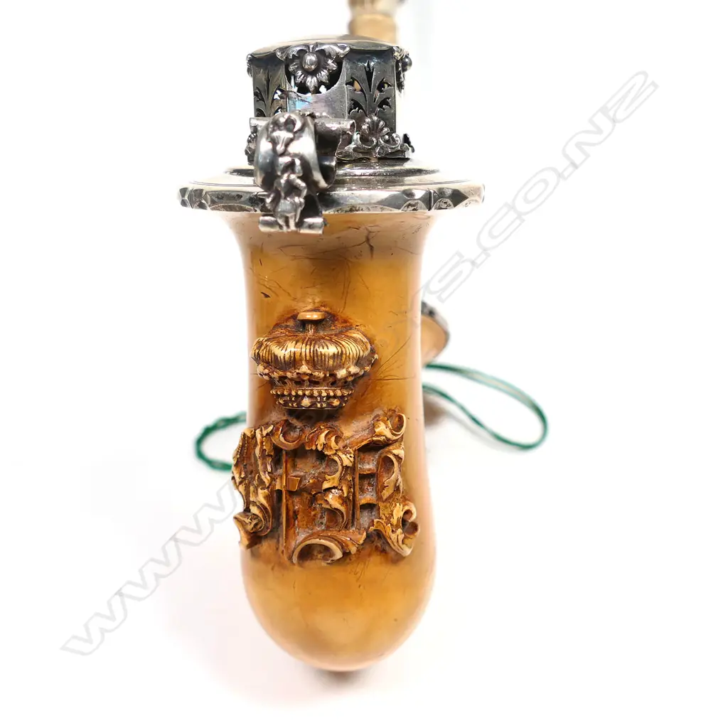 A 19thC Austro-Hungarian silver mounted large meerschaum pipe, Image 1++
