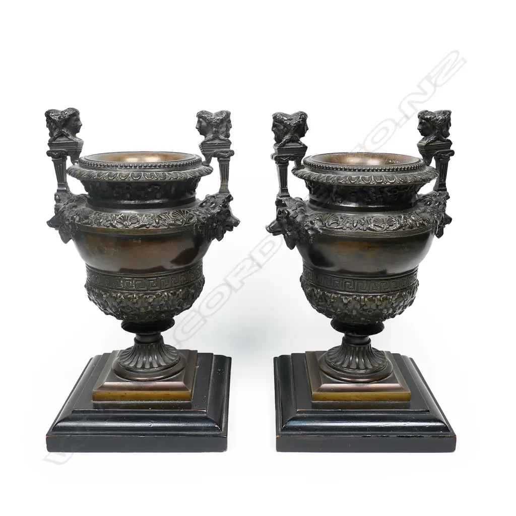 A pair of 19thC French fancy bronze urns, Image 1++