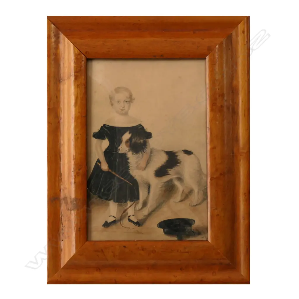 A Victorian portrait miniature of a girl with dog, Image 1++
