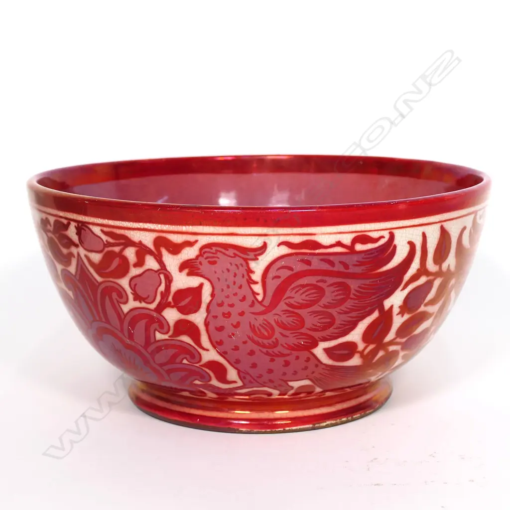 A Benthall & Co. 1887 Arts & Crafts ruby lustre ware bowl, Image 1++