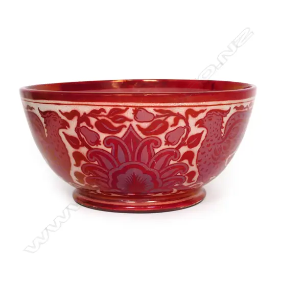 A Benthall & Co. 1887 Arts & Crafts ruby lustre ware bowl,