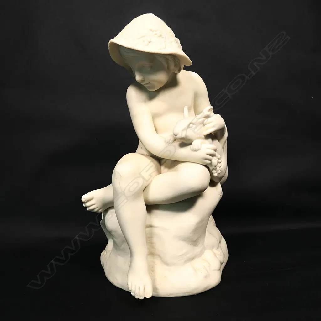 A Victorian Copeland Parian ware figure 'Boy with Rabbit', Image 1++