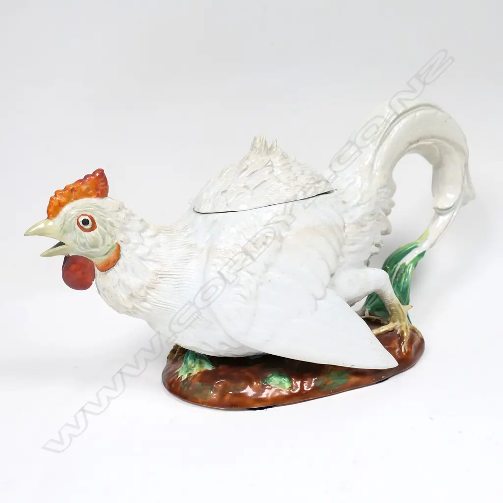 Victorian finely modelled china chicken teapot, Image 1++