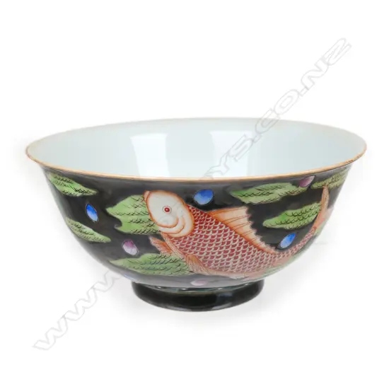 A Chinese porcelain famille noir bowl,
