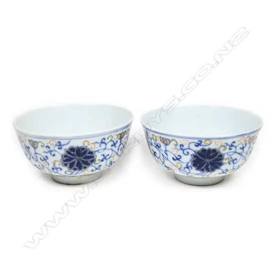 A pair of Chinese doucai lotus bowls,