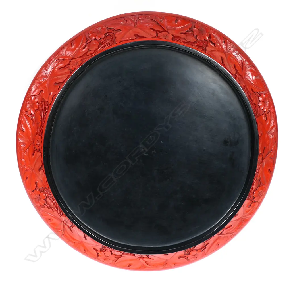 A Chinese carved cinnabar lacquer dish, Image 1++