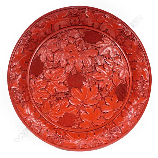 A Chinese carved cinnabar lacquer dish,