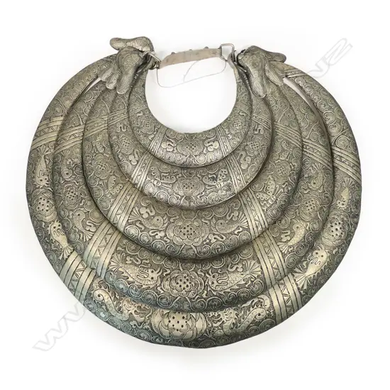 Chinese Miao white metal hanging ornament,