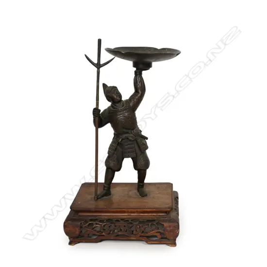 A Japanese bronze figure of a samurai foot soldier