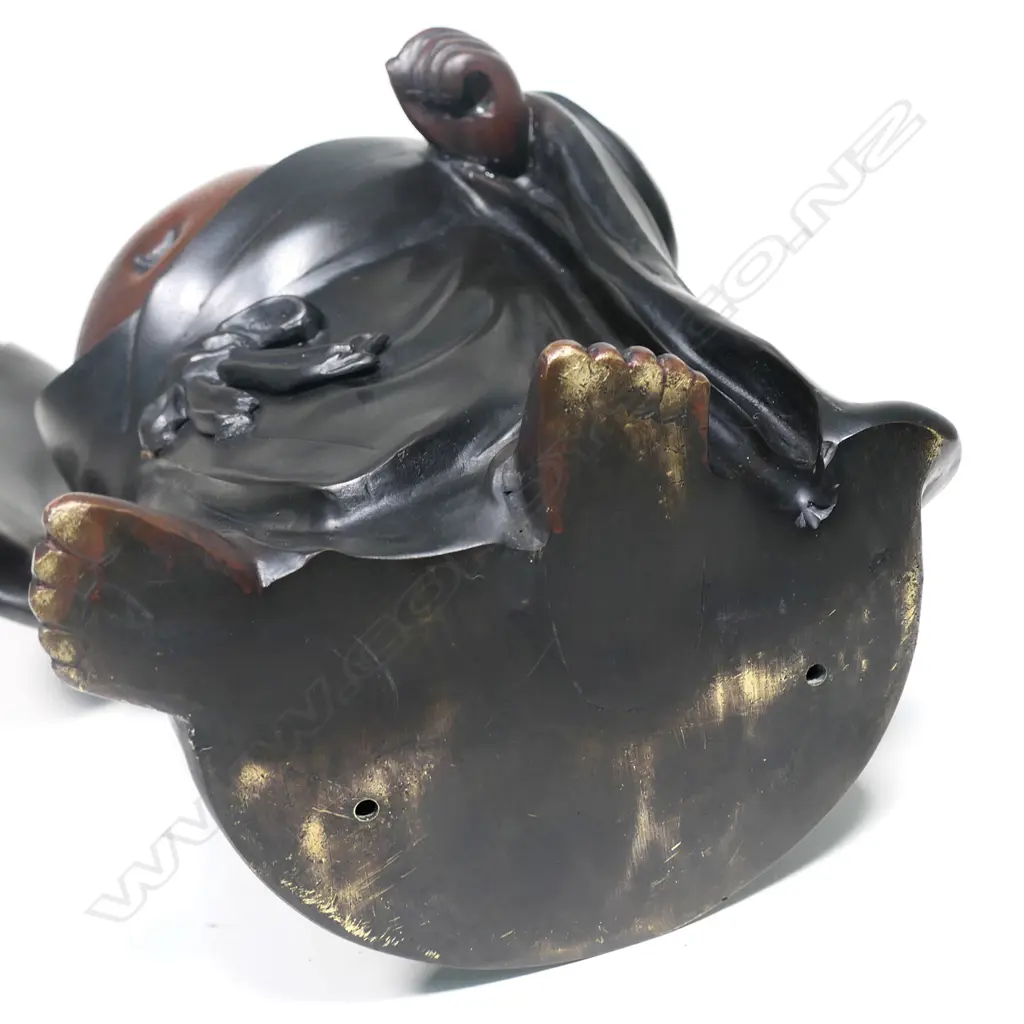 An old Japanese large bronze Hotei sculpture, Image 1++