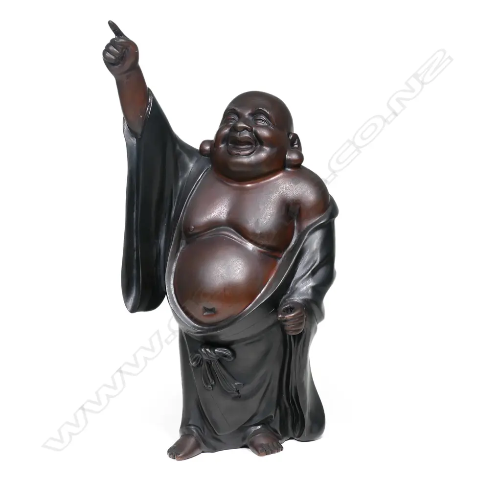 An old Japanese large bronze Hotei sculpture, Image 1++