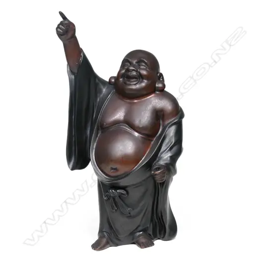 An old Japanese large bronze Hotei sculpture,