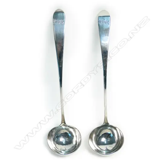 A pair of uncommon Aberdeen silver sauce ladles, hallmarks for James Erskine (active 1797–1818),