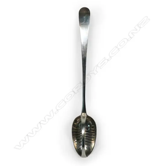 An Irish George III silver  gravy strainer spoon, Dublin 1776, attributed to John Read,