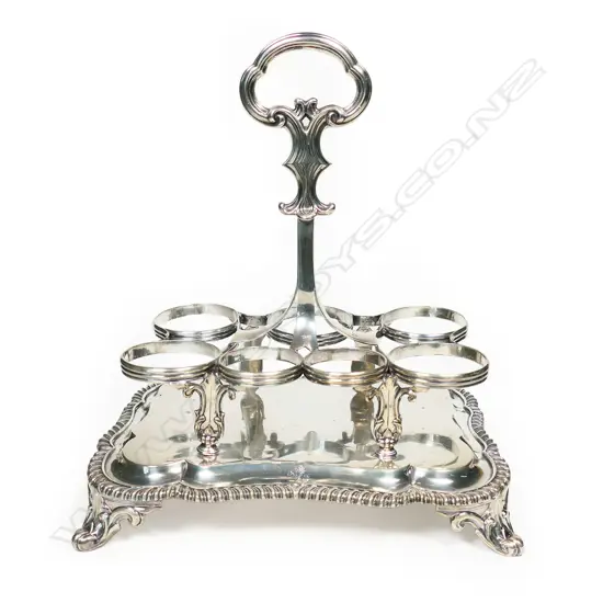 A Victorian silver cruet stand without bottles, by A. B. Savory & Sons, London 1857. .