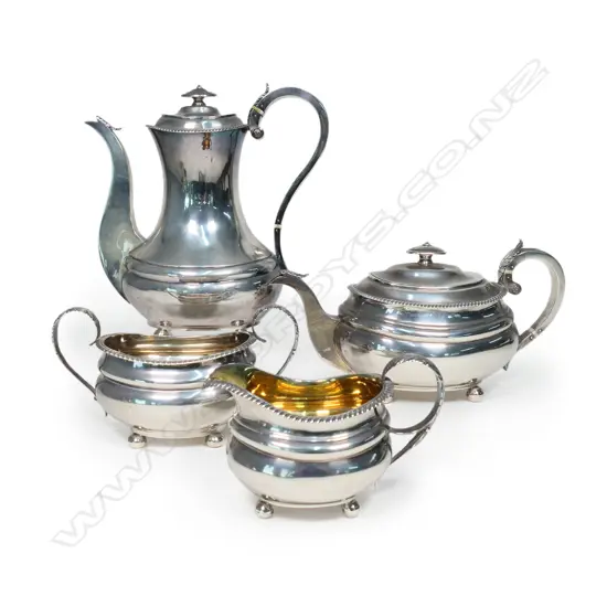 A Georgian style silver four-piece tea and coffee service,