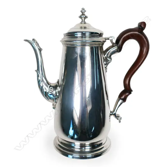 A George III style silver coffee pot, London 1972 by Wakely & Wheeler,