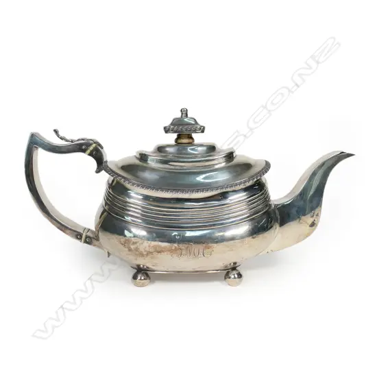 A George III silver teapot, London 1817 by Robert Peppin,
