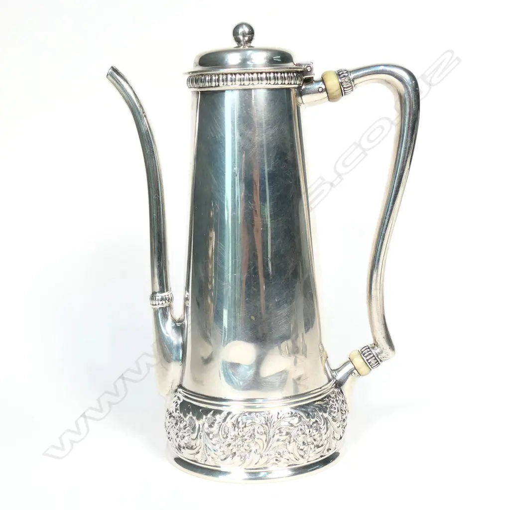 A Tiffany & Co sterling silver 'after dinner' demi-tasse coffee pot, pattern 4755 T 3362, c.1892 -1902, Image 1++