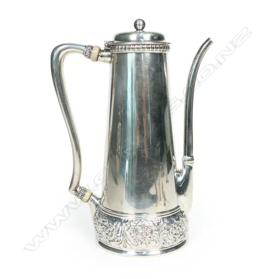 A Tiffany & Co sterling silver 'after dinner' demi-tasse coffee pot, pattern 4755 T 3362, c.1892 -1902,