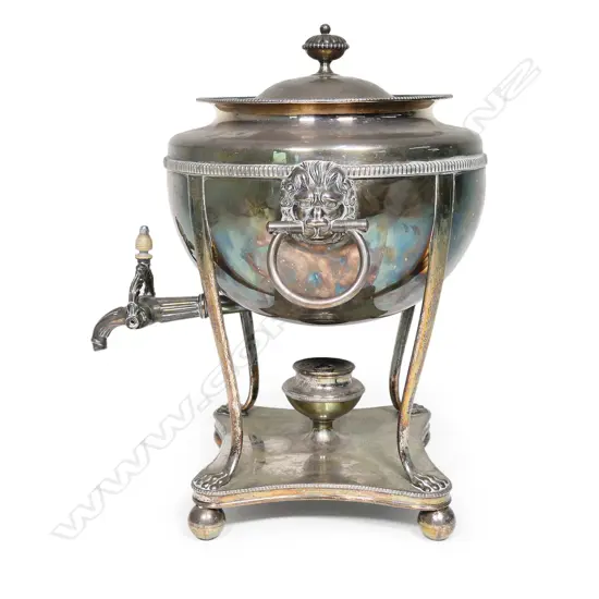 A Victorian silver plate lidded tea urn,