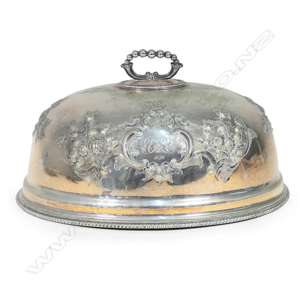 A large Victorian silver plate food dome, Image 1++