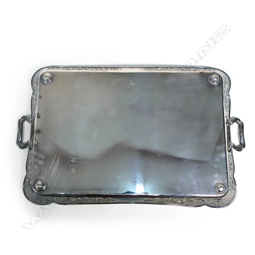 A substantial early 1900s two handled silver plate tray, Image 1++