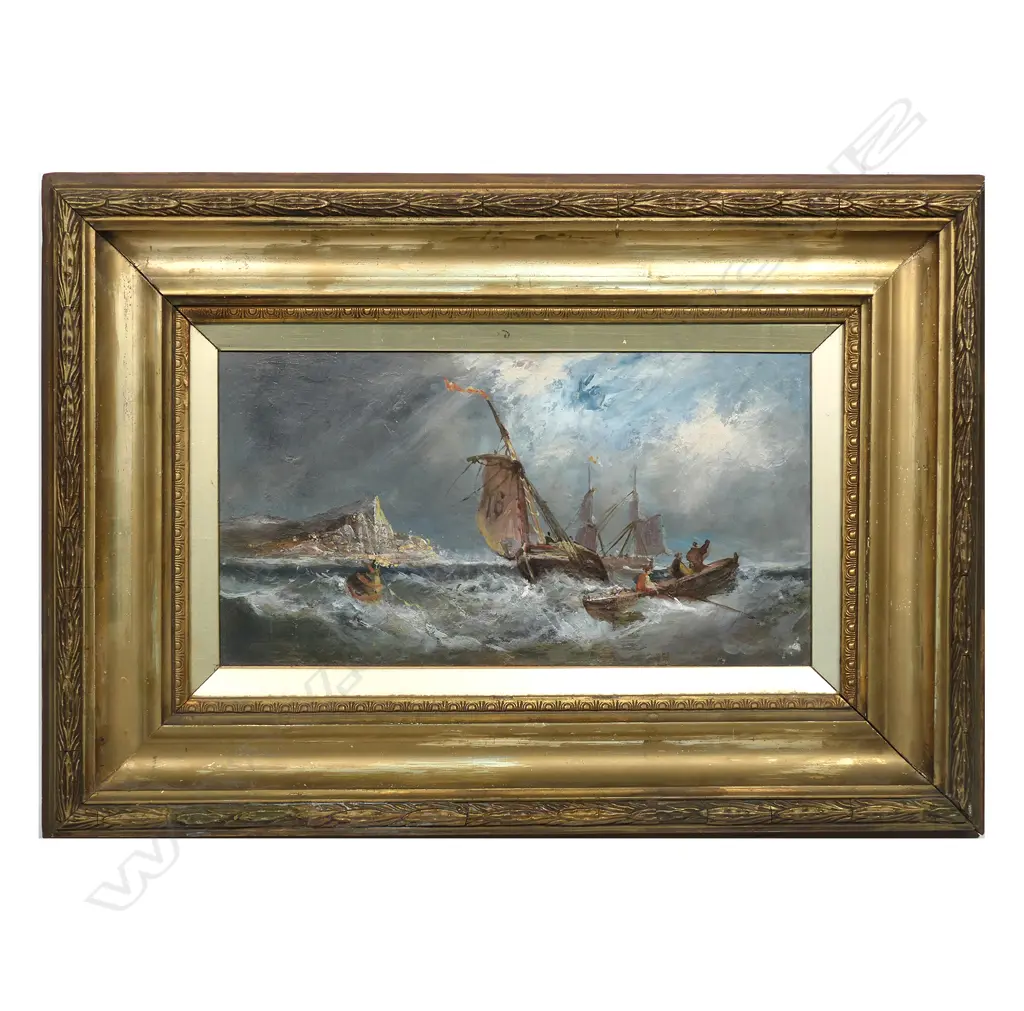 Victorian artist unknown, boats in stormy sea, Image 1++
