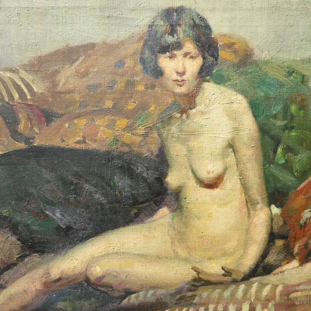 James Fraser Scott (1877-1932), Female Nude Posed on Couch, Image 1++