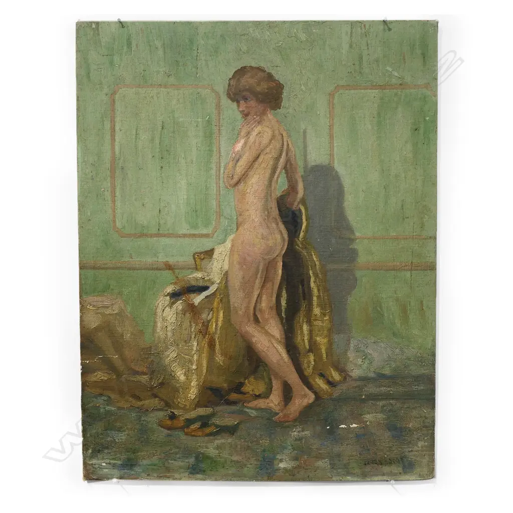 James Fraser Scott (1877-1932), Female Nude Posed on Couch, Image 1++