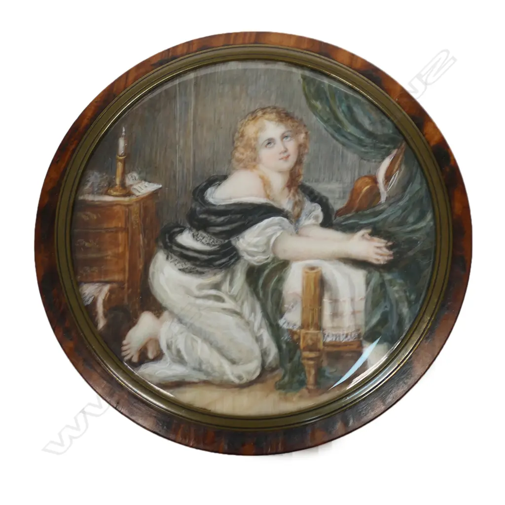 A 19thC burr timber box with hand painted ivory inset top Image 1++