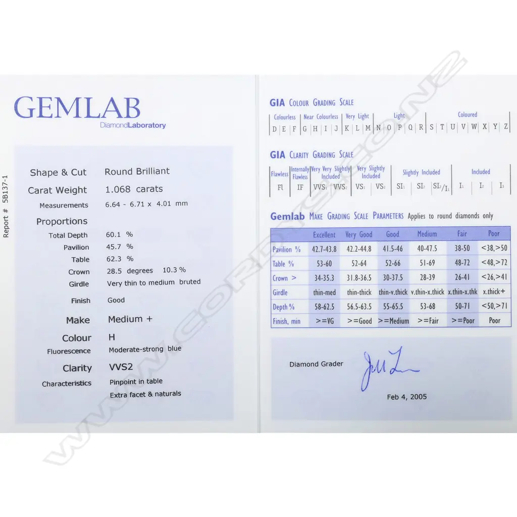 A 1.068ct round brilliant cut unset diamond, Image 1++