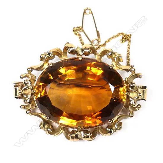 A Victorian 18ct gold and citrine brooch,