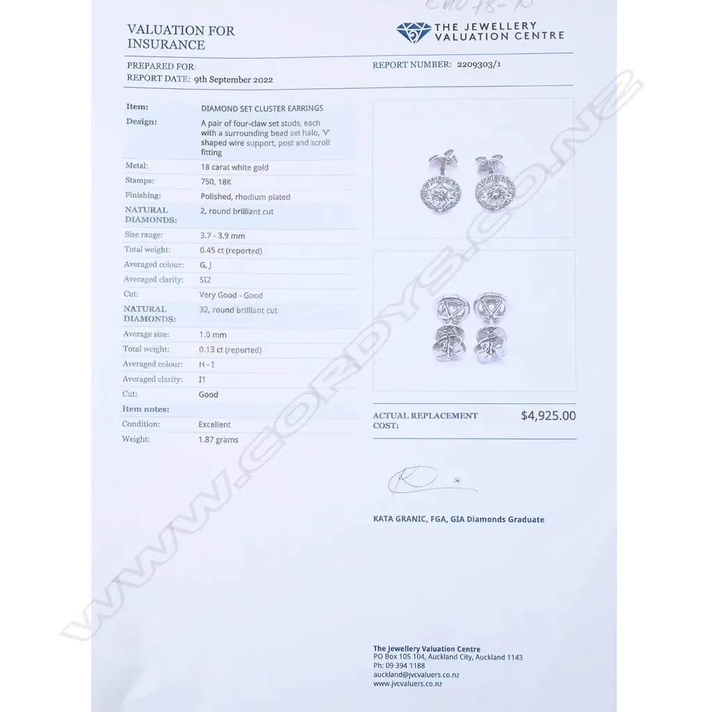 pair of 18ct white gold and diamond cluster earrings. Image 1++