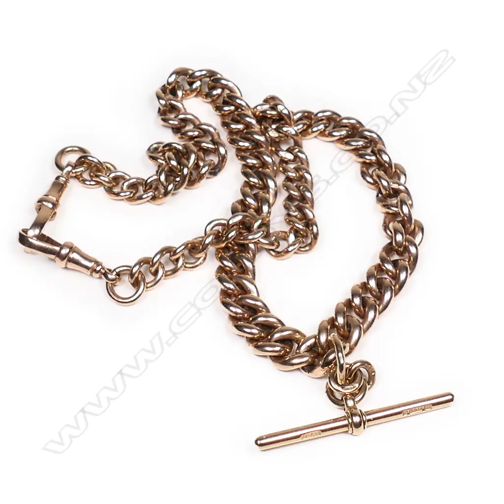 A c.1900 9ct rose gold heavy Albert chain, Image 1++