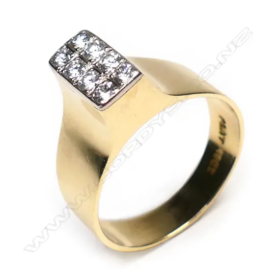 A retro 18ct yellow gold and diamond ring,
