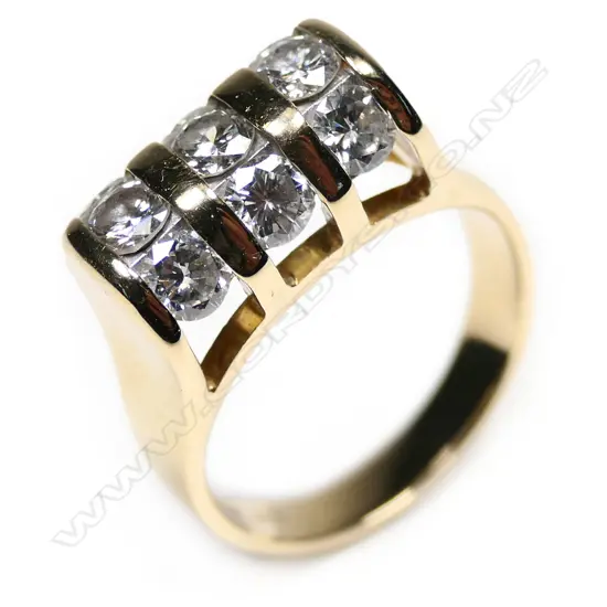 A retro14ct gold and diamond ring,