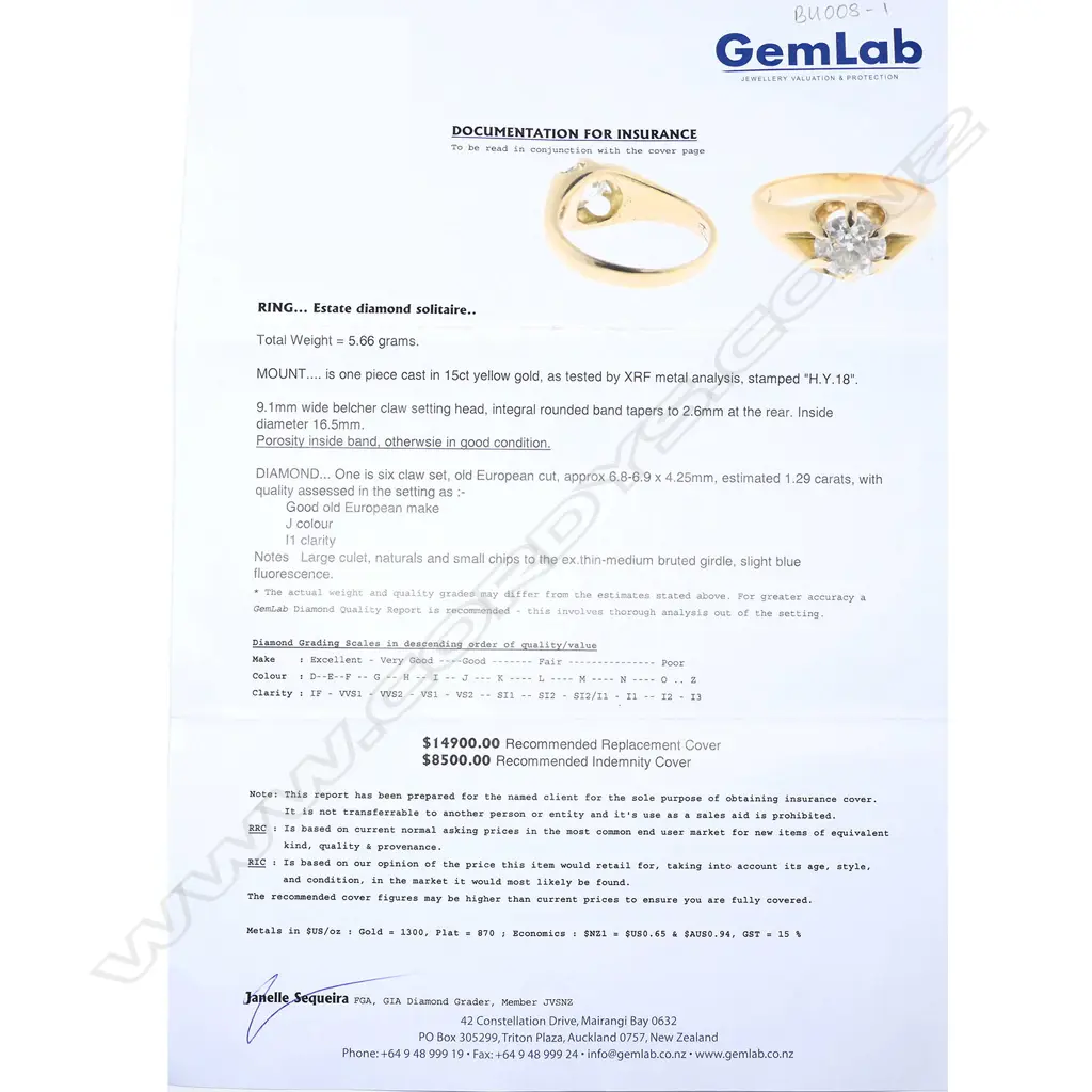 An antique 15ct gold and diamond solitaire ring, Image 1++