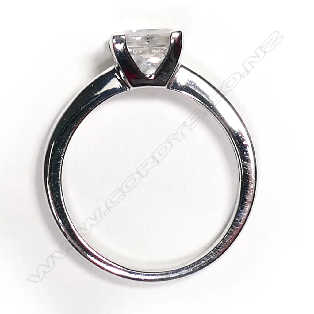 A 14ct white gold and diamond solitaire ring, Image 1++