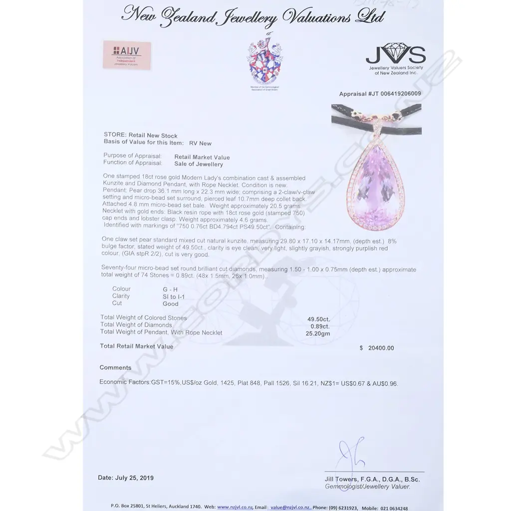 An 18ct rose gold and diamond framed large kunzite pendant, Image 1++